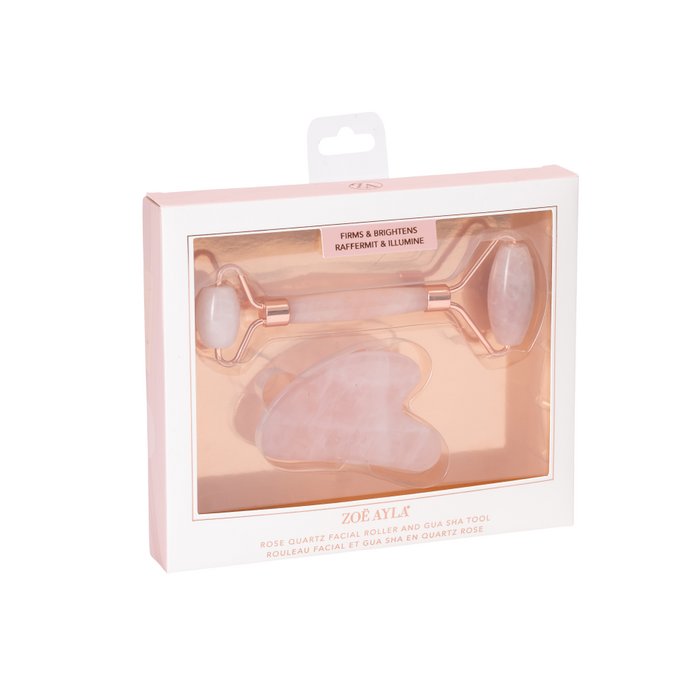 Rozenkwarts Gua Sha en roller set